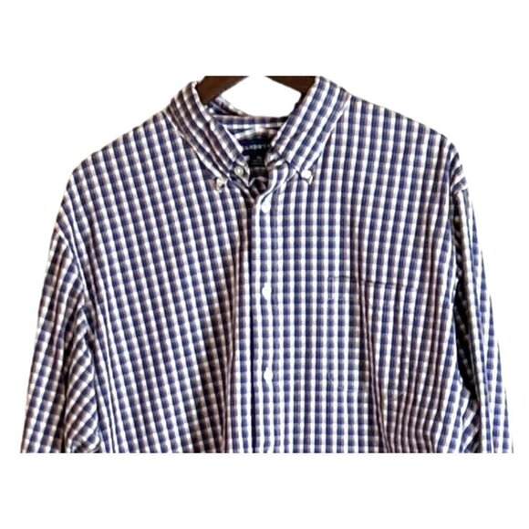 Lands' End Men's Button Front Long Sleeve Check Print Shirt Size 17-17 1/2 XL - Picture 3 of 5